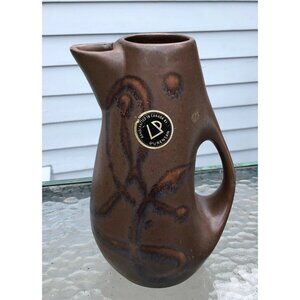 Mid Century Mod Vase Pitcher Brown  LAURENTIAN ART POTTERY Canada